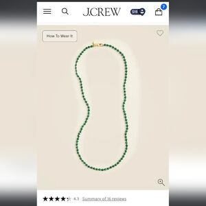 J. Crew Green Malachite Semi Precious Beaded Necklace New With Tag